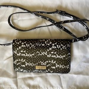 Henri Bendel black and white Snake Embossed XL Smartphone Case Crossbody